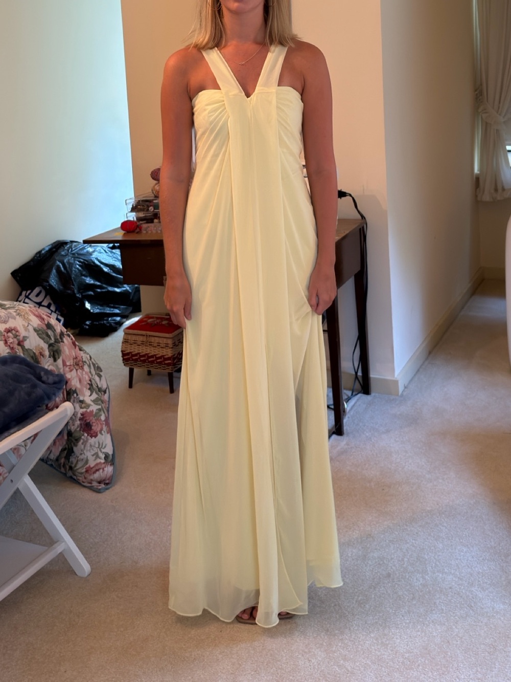 Dessy Collection Pale Yellow Maxi Dress